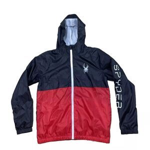 SPYDER Windbreaker Jacket Men M Red Black ColorBlock Outdoor Shell Ski Run M